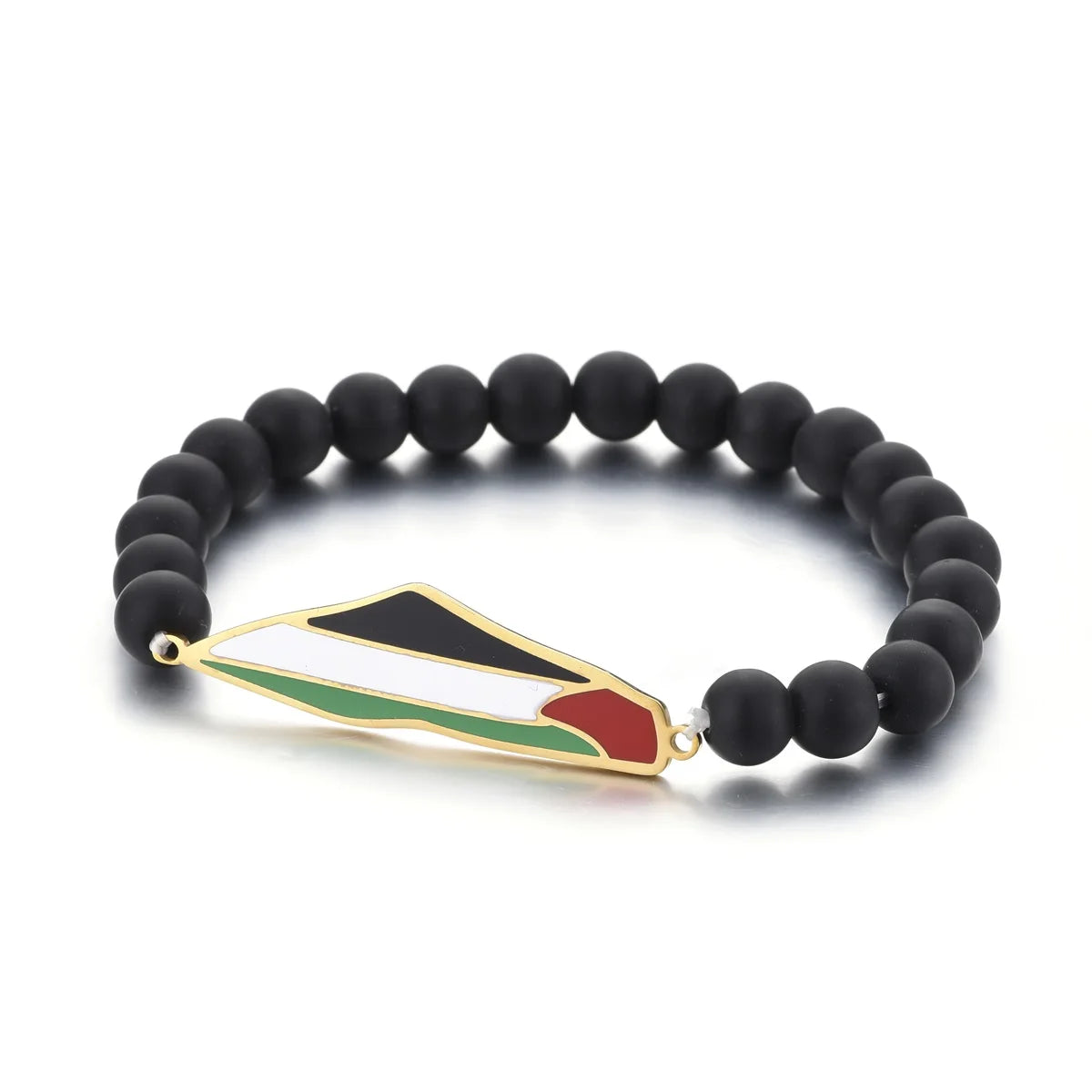 Palestine Map With Flag Beads Ball Bracelet