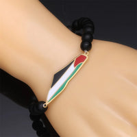 Palestine Map With Flag Beads Ball Bracelet
